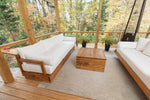 MODULAR OUTDOOR 3-SEATER SECTIONAL + STORAGE COFFEE TABLE | CYPRESS WOOD